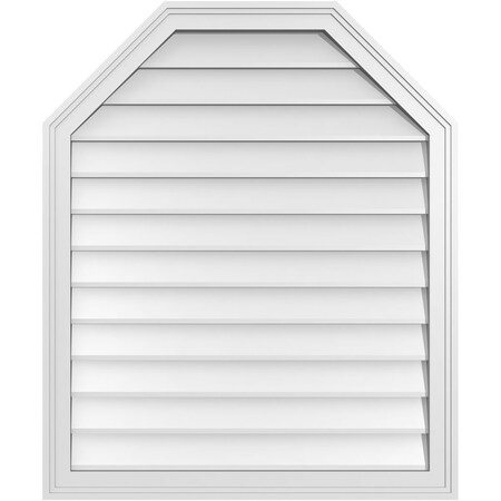 Ekena Millwork Octagonal Top Surface Mount PVC Gable Vent w/ 2"W x 1-1/2"P Brickmould Frame, 30"W x 36"H GVPOT30X3602SN